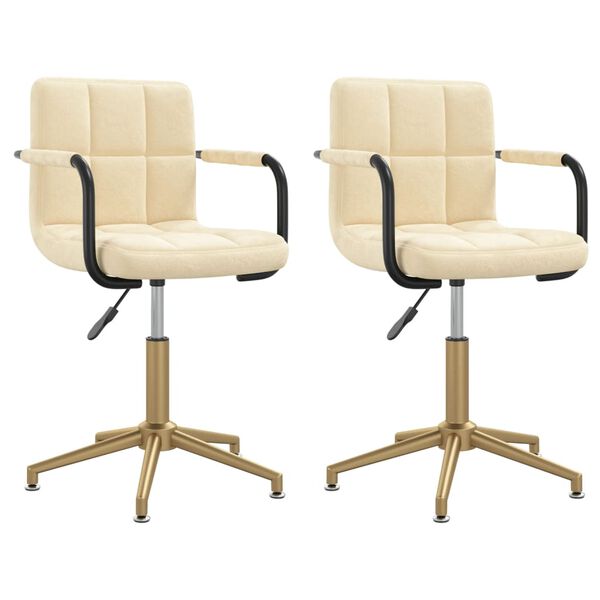 vidaXL Esszimmerst&uuml;hle 2 Stk. Drehbar Creme Samt