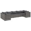vidaXL 7-tlg. Garten-Lounge-Set mit Kissen Grau Poly Rattan