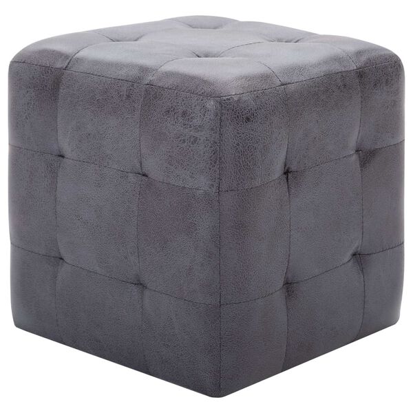 vidaXL Pouf 2 Stk. Grau 30x30x30 cm Wildleder-Optik