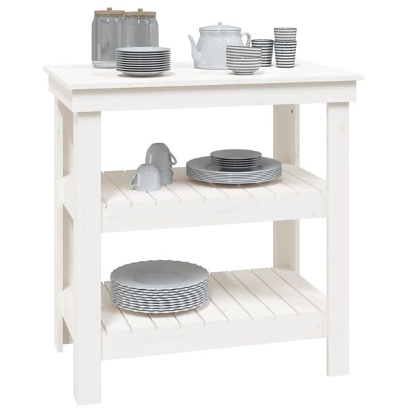 vidaXL Werkbank Weiß 78,5x50x80 cm Massivholz Kiefer