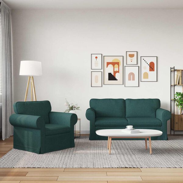 vidaXL Sofa 2 pcs Dunkelgr&uuml;n 175 x 82 x 80 cm Stoff