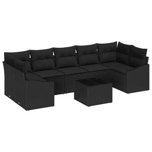 vidaXL Sofa Set mit Kissen Schwarz 55 x 55 x 37 cm Poly Rattan