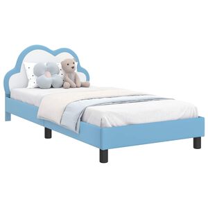 vidaXL Kinderbettgestell mit Kopfteil mit Kopfteil Blau 90 x 190 cm PU