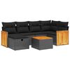 vidaXL 7-tlg. Garten-Sofagarnitur mit Kissen Schwarz Poly Rattan