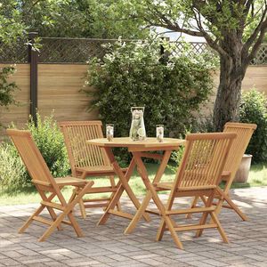 vidaXL 5-tlg. Garten-Essgruppe Massivholz Teak