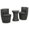 vidaXL 3-tlg. Bistro-Set mit Auflagen Poly Rattan Grau