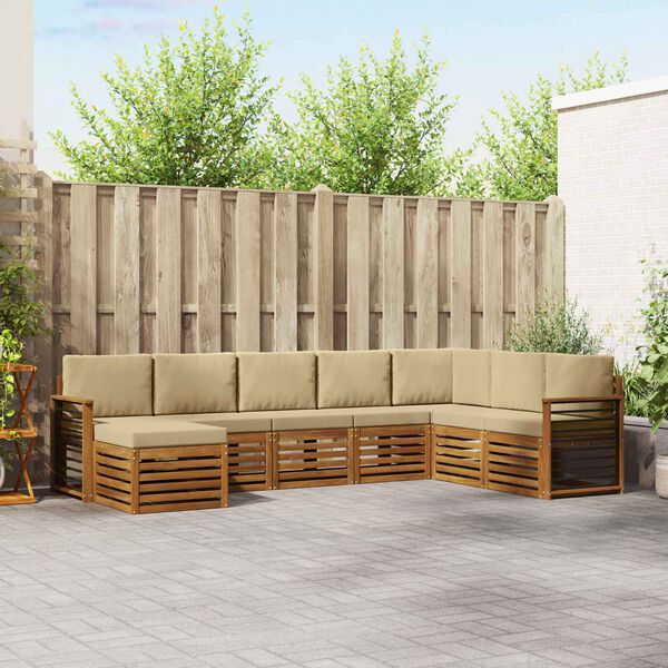 vidaXL Sofagarnituren 8 pcs Natur und Beige Massivholz Akazie