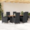vidaXL 9-tlg. Garten-Essgruppe mit Kissen Schwarz Poly Rattan