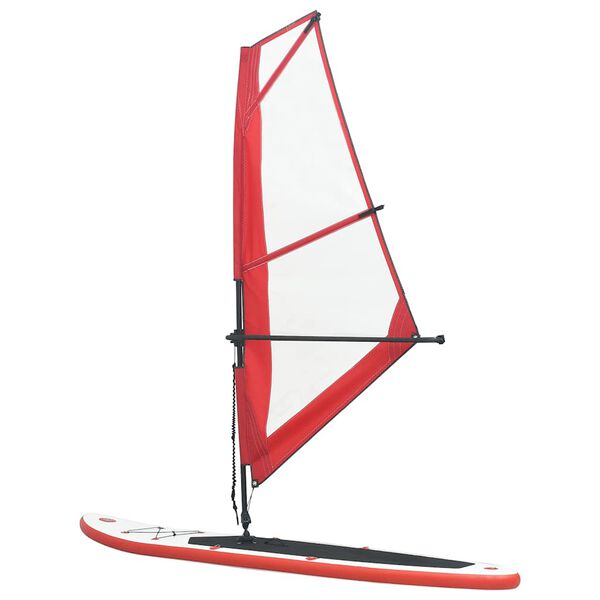 vidaXL Aufblasbares SUP-Board mit Segel Set Rot und Weiß