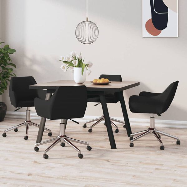 vidaXL Esszimmerst&uuml;hle 4 Stk. Drehbar Schwarz Stoff
