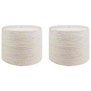 vidaXL Juteschnur 2 stk. 2 mm Wei&szlig; 100% Tossa Jute