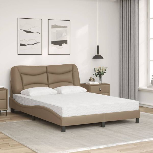 vidaXL Bett mit Matratze "Hvar" Cappuccino-Braun 140x190 cm Kunstleder