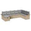 vidaXL Garten-Sofa-Set mit Kissen mit Speicher 8 pcs Beige Poly Rattan
