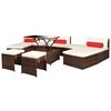 vidaXL 10-tlg. Garten-Lounge-Set mit Auflagen Poly Rattan Braun