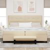 vidaXL Boxspringbett mit Matratze Creme 200 x 200 cm Stoff