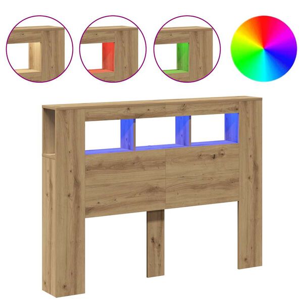 vidaXL LED-Kopfteil Artisan-Eiche 140x18,5x103,5 cm Holzwerkstoff