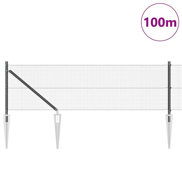 vidaXL Zaunpfosten Grau 100 x 0,5 m (16 x 16 mm Maschen) Stahl und PVC