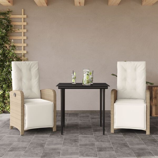 vidaXL 5-tlg. Garten-Essgruppe mit Kissen Beige Poly Rattan
