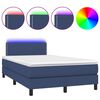 vidaXL Boxspringbett mit Matratze & LED Blau 120x190 cm Stoff
