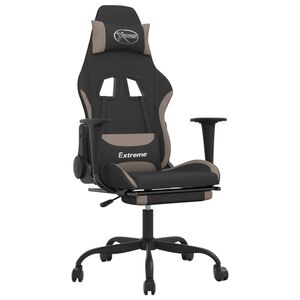 vidaXL Gaming-Stuhl mit Fu&szlig;st&uuml;tze Schwarz und Taupe Stoff