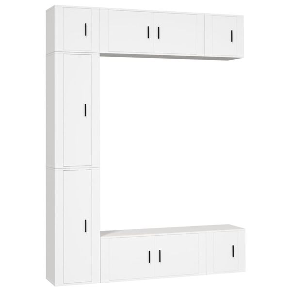 vidaXL 7-tlg. TV-Schrank-Set Weiß Holzwerkstoff