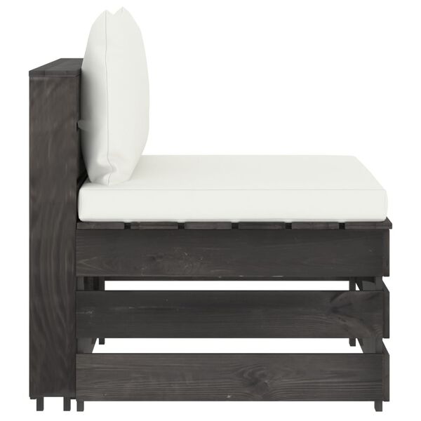 vidaXL 3-tlg. Garten-Lounge-Set mit Kissen Grau Impr&auml;gniertes Holz