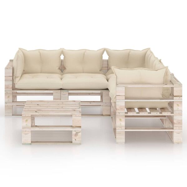 vidaXL 6-tlg. Garten-Lounge-Set aus Paletten mit Kissen Kiefernholz