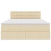 vidaXL Bett mit Stauraum und LED mit Matratze Creme 140 x 200 cm Stoff