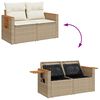 vidaXL Garten-Sofa-Set mit Kissen mit Speicher Beige Poly Rattan