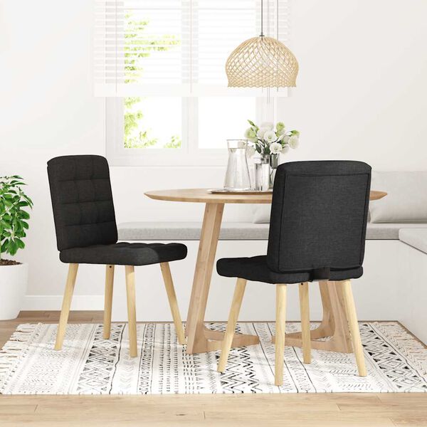 vidaXL Esszimmerst&uuml;hle 2 Stk. Schwarz Stoff