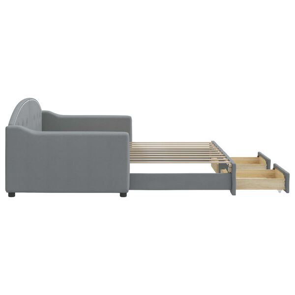 vidaXL Tagesbett Ausziehbar mit Schubladen Hellgrau 90x190 cm Stoff
