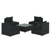 vidaXL 5-tlg. Garten-Lounge-Set mit Kissen Poly Rattan Schwarz