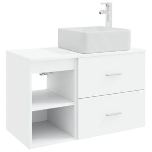 vidaXL Badezimmerm&ouml;bel-Set 2 pcs Wei&szlig; Holzwerkstoff