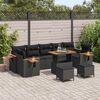 vidaXL Gartensofa-set mit Kissen 13 pcs Schwarz Poly-Rattan