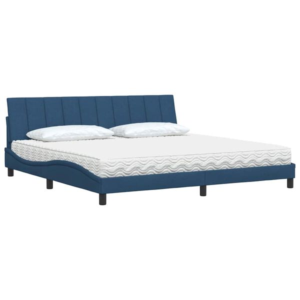 vidaXL Bett mit Matratze "Hanko" Blau 200x200 cm Stoff