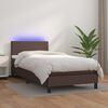 vidaXL Boxspringbett mit Matratze & LED Braun 90x200 cm Kunstleder