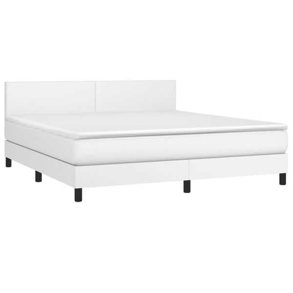 vidaXL Boxspringbett mit Matratze Weiß 180x200 cm Kunstleder