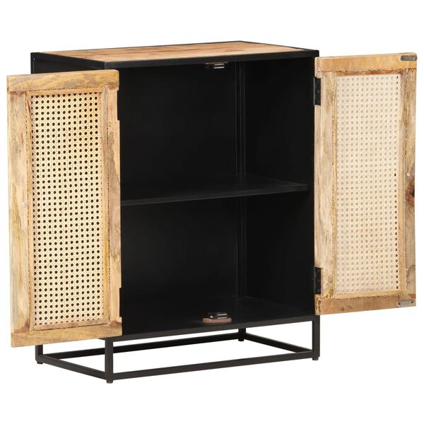 vidaXL Sideboard 60x35x75 cm Raues Mangoholz und Wiener Geflecht