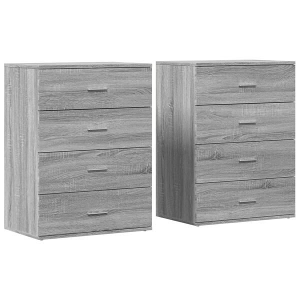 vidaXL Sideboards 2 Stk. Grau Sonoma 60x39x80 cm Holzwerkstoff
