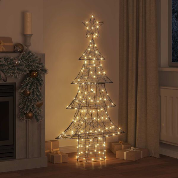 vidaXL Weihnachtsbaum mit 160 LEDs Warmwei&szlig; 150 cm Rattan