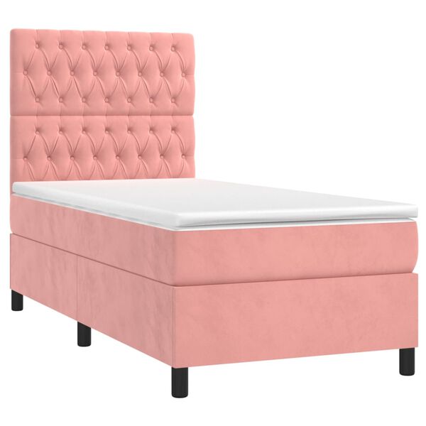 vidaXL Boxspringbett mit Matratze Rosa 100x200 cm Samt