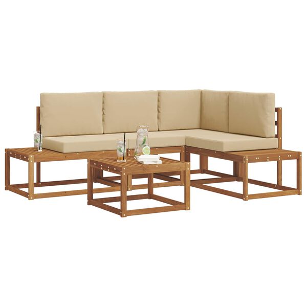 vidaXL Outdoor-Sofagarnitur mit Kissen 5 St&uuml;ck Natur und Beige