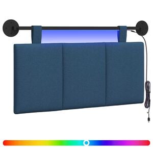 vidaXL H&auml;ngendes Kopfteil Mit LED Licht Blau Stoff