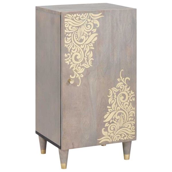 vidaXL Sideboard Grau und Gold 40 x 33 x 75 cm Massivholz Mango