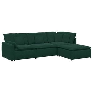 vidaXL Modulares Sofa mit Fu&szlig;hocker Kissen Samt Dunkelgr&uuml;n