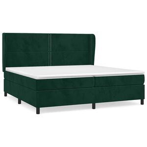 vidaXL Boxspringbett mit Matratze Dunkelgr&uuml;n 200x200 cm Samt