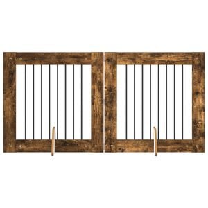 vidaXL Hundetor mit St&auml;ndern 2 pcs Ger&auml;ucherte Eiche 80 x 80 cm