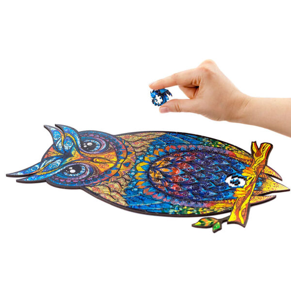 UNIDRAGON 186-tlg. Holzpuzzle Charming Owl Medium 21x35 cm