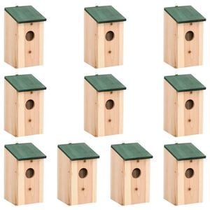 vidaXL Vogelh&auml;user 10 Stk. Tanne Massivholz 12x12x22 cm