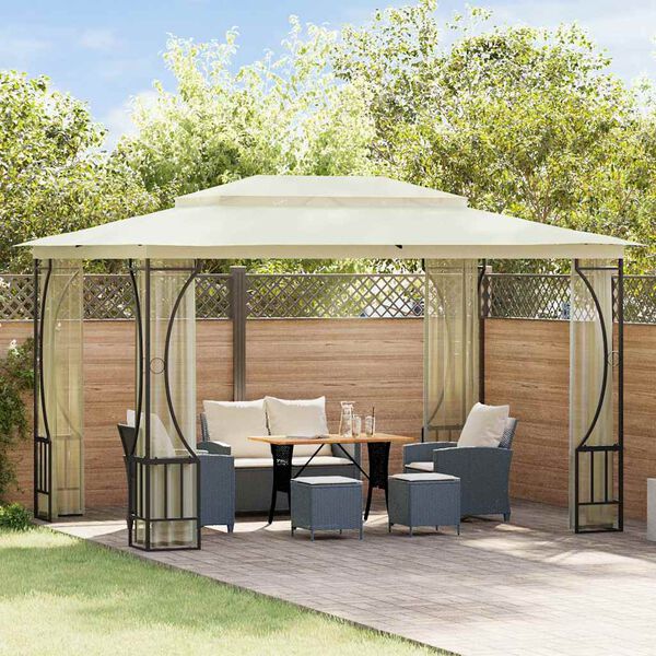 vidaXL Pavillon mit Netz 300x400x265 cm Creme